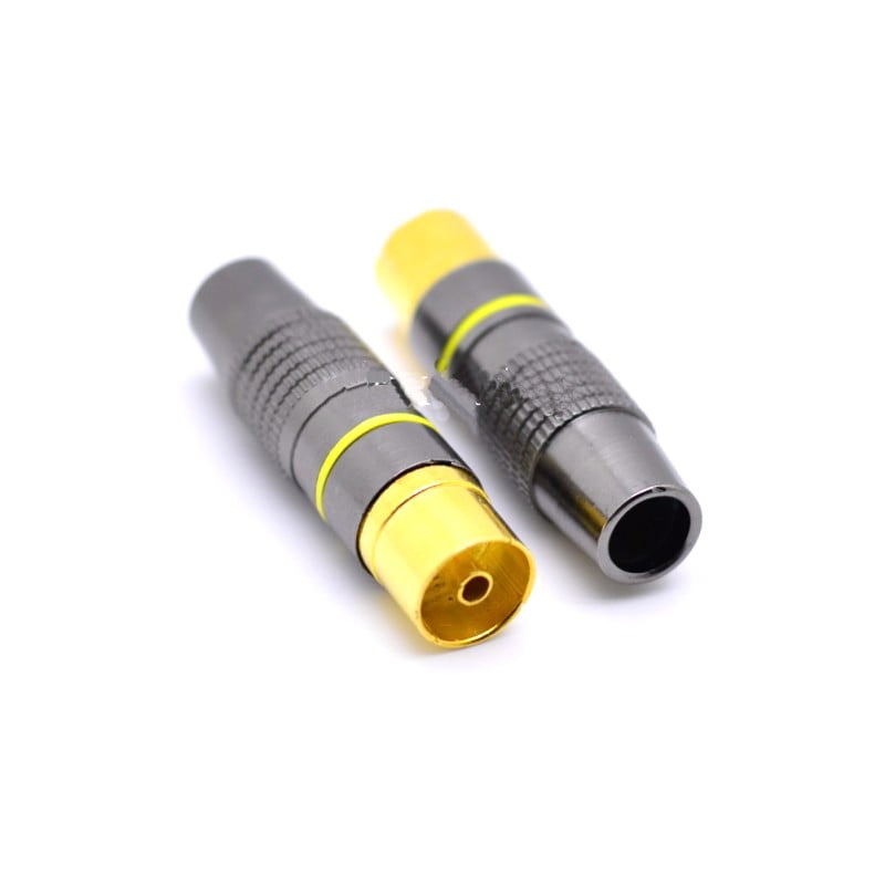 Mufa TV mama din metal cu contact aurit, compatibila RG59 si RG6U, standard IEC 9.5 mm - set 2 bucati