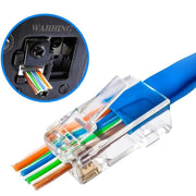 Mufa UTP RJ45 CAT6E pass-through transparenta, 8 pini aurit, compatibila cablu CAT5-CAT6, set 100 buc