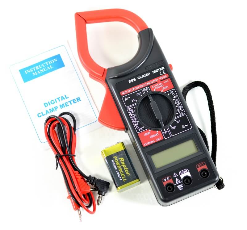 Clampmetru digital cu display LCD, curent AC 1000A, rezistenta 2000MOhm, cu sonde, baterie 9V si manual incluse