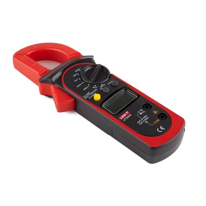 Clampmetru digital portabil 200A AC, 600V, cu cleste si ecran LCD, rosu-negru