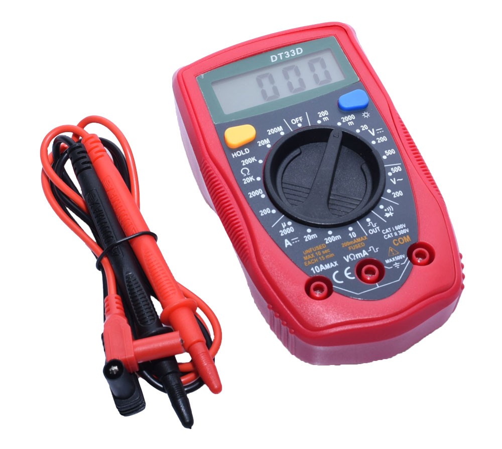 Multimetru digital cu sonde de masurare incluse, rosu si negru, kit complet gata de utilizare