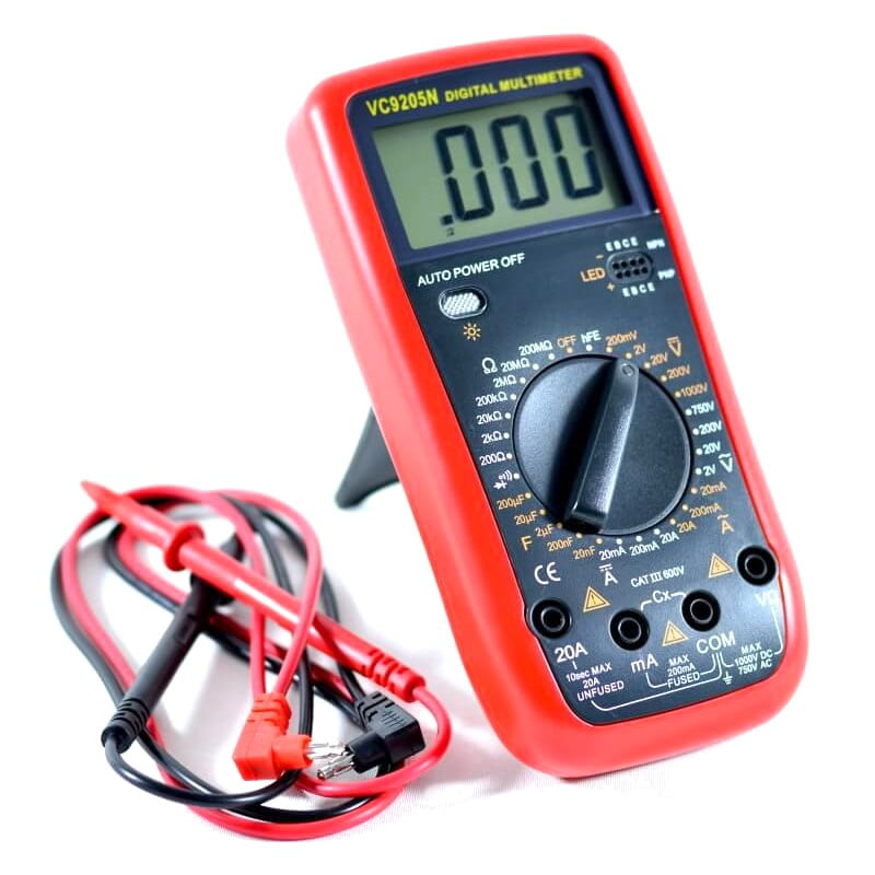 Multimetru digital cu oprire automata, masurare pana la 1000V DC si 750V AC, ecran LCD 3 cifre, cabluri testare incluse