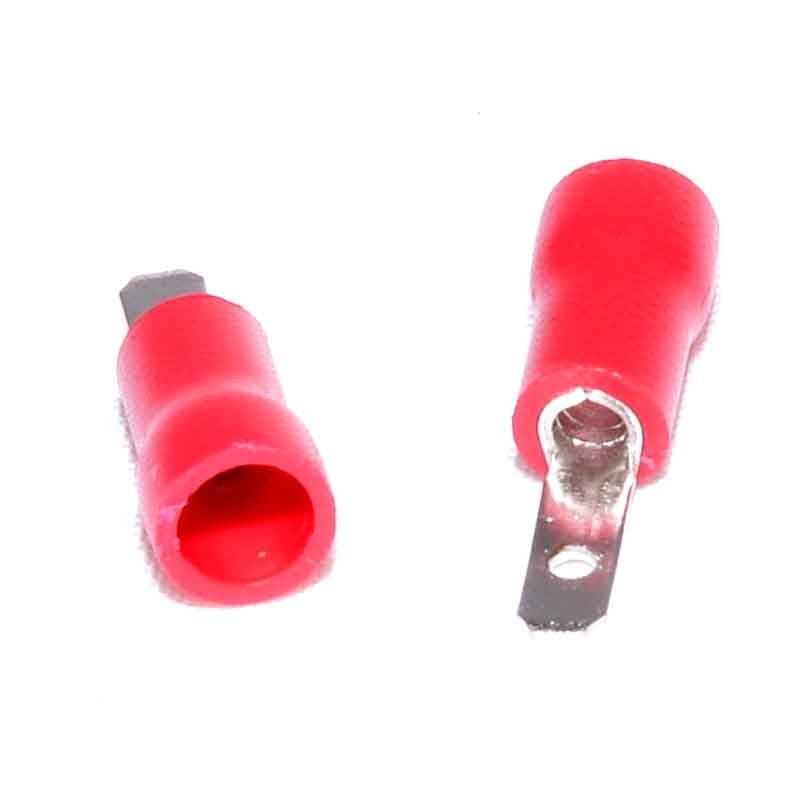 Papuc electric tip tata 2,8mm cu izolatie rosie, conector sertizat pentru cabluri, set 100 bucati