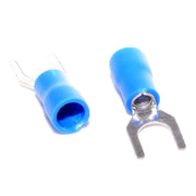 Papuc electric tip furca albastru 5mm, izolatie PVC, compatibil cablu 1.5-2.5mm², vedere fata si spate