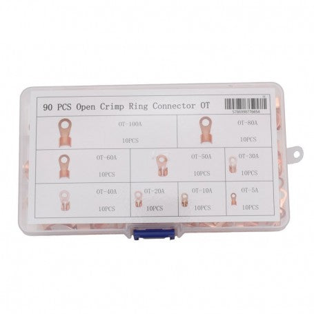 Papuci electrici din cupru tip OT, set 90 buc, organizati pe 9 dimensiuni in cutie