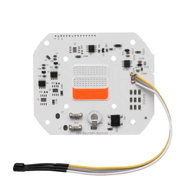 Chip LED COB RGB 50W fata, placa PCB 86x73mm cu cablu de conectare RGB inclus