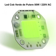 Cip LED COB verde 50W, alimentare directa 220V AC, unghi emisie 120 grade, modul compact pe PCB