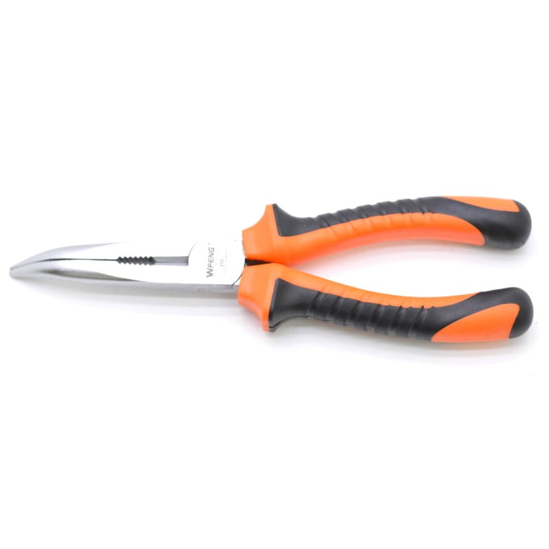 Patent cu varf indoit 200mm, manere bimaterial izolate portocaliu-negru, otel dur tratat termic, pentru lucrari electrice de precizie