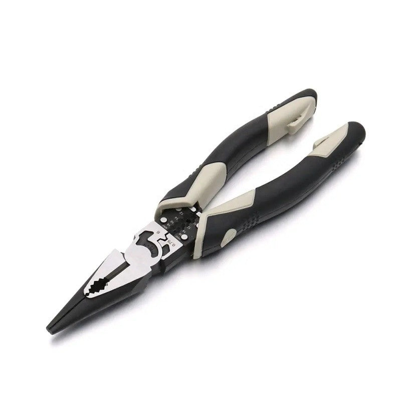 Patent cu varf lung multifunctional CR-V, vedere laterala inchis, maner bi-material negru-gri