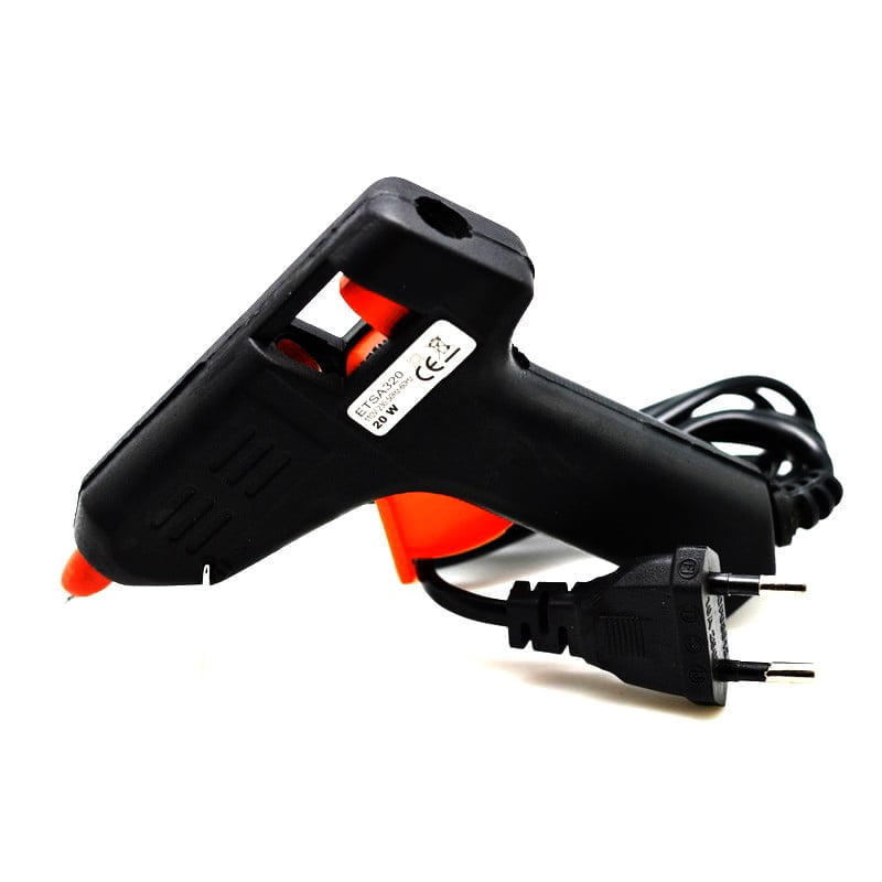 Pistol de lipit 20W pentru bare silicon 8mm, vedere laterala cu fisa de alimentare 230V