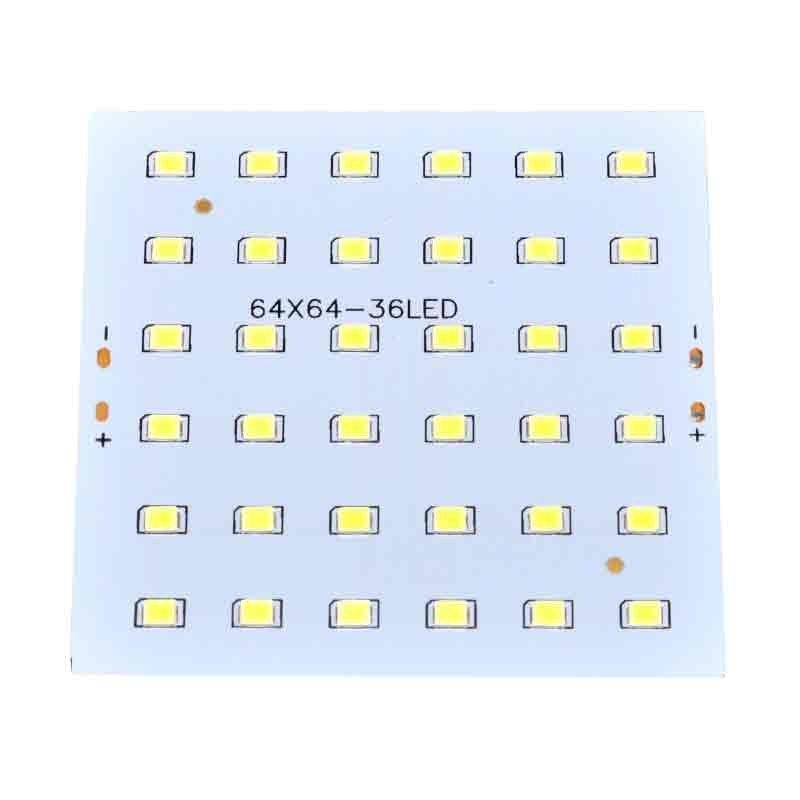 Placa LED SMD 2835, 36 diode, 12V 10W, 64x64 mm, lumina alba rece 6500K, baza aluminiu
