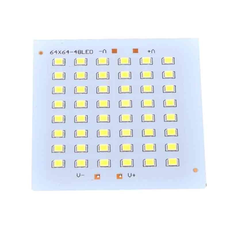 Placa LED SMD 2835, 48 leduri, 20W, 12V, 6500K, format 64x64 mm, substrat metalic pentru iluminat DIY