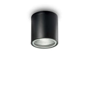 Plafoniera LED aplicata pe tavan, cilindrica, negru mat, montaj direct, cu lentila optica texturata
