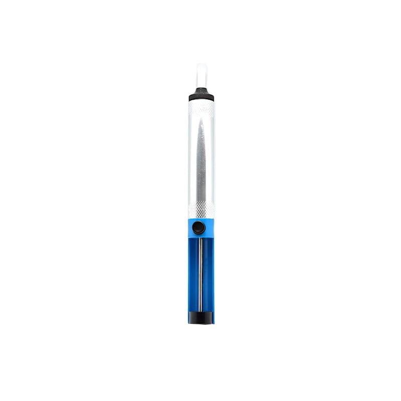 Pompa de fludor manuala cu corp transparent si compartiment de stocare, design ergonomic albastru