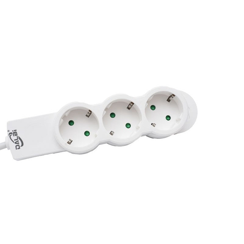 Prelungitor 3 prize Schuko cu protectie copii, vedere frontala prize cu clapete siguranta