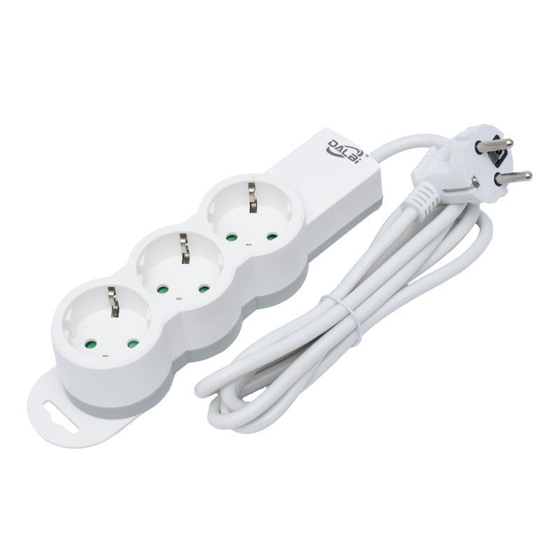 Prelungitor 3 prize 2500W cu stecher Schuko si cablu alb, vedere de sus