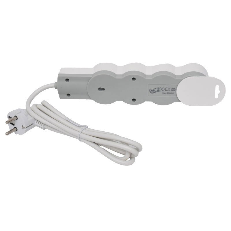 Prelungitor 3 prize cu agatatoare demontabila, vedere spate, cablu 3x1mm 3m, 2500W max