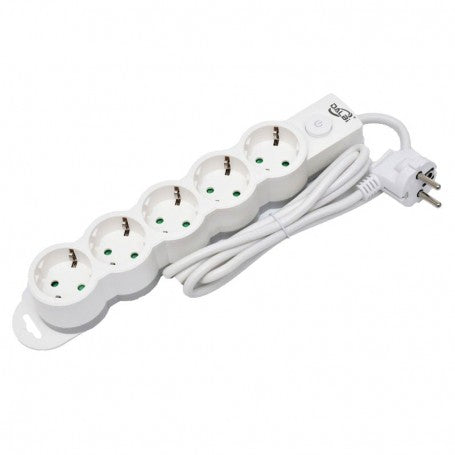Prelungitor electric 5 prize cu protectie copii, intrerupator ON/OFF cu LED, cablu 3m, 2300W, 230V, alb