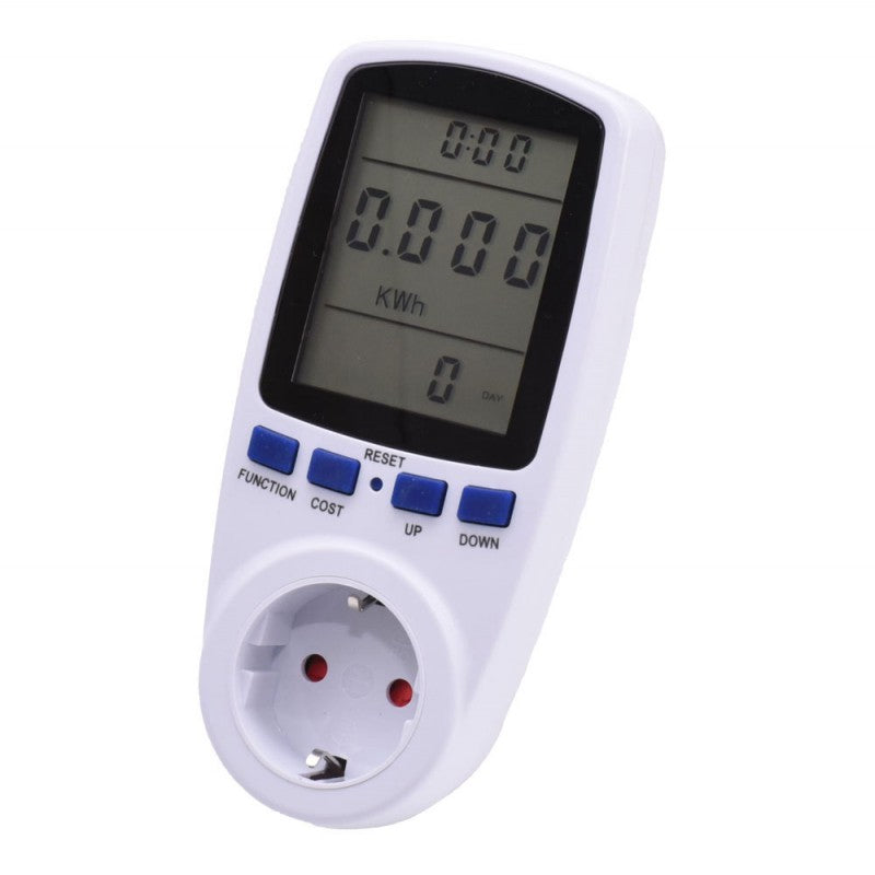 Contor energie priza cu display LCD mare, vizualizare frontala completa cu butoane UP DOWN RESET