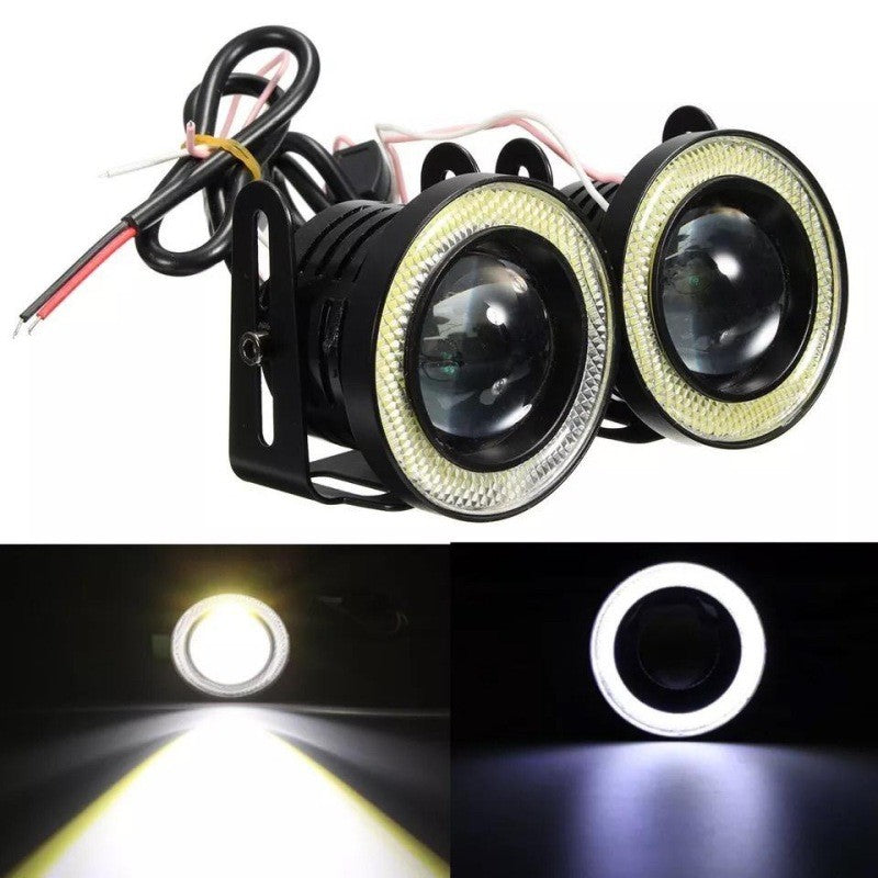Proiectoare LED ceata cu inel Angel Eyes si fascicul concentrat de 1200lm, detaliu lumina emisa