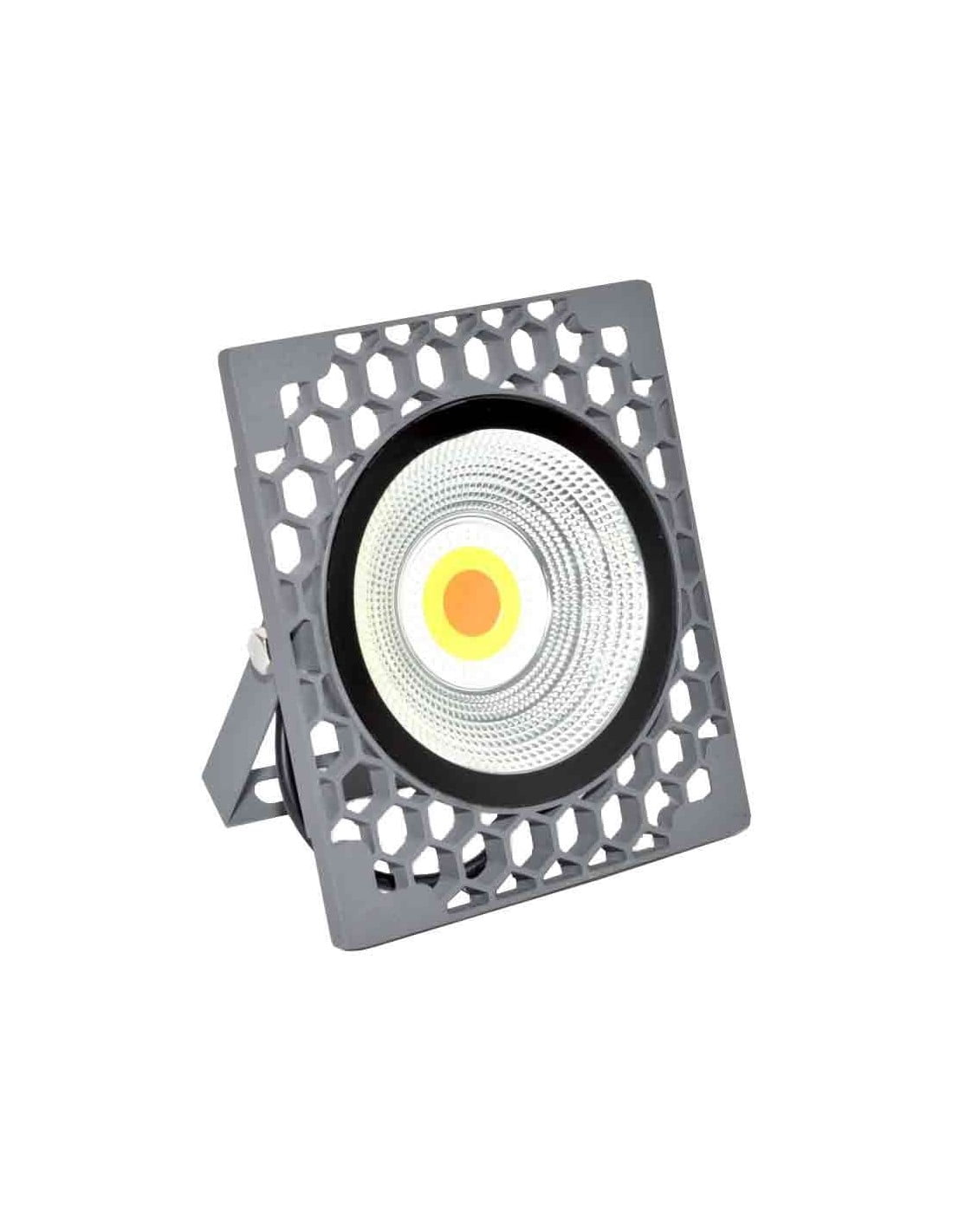 Proiector LED RGB COB 50W 220V cu carcasa aluminiu fagure gri, IP65, pentru iluminat decorativ exterior