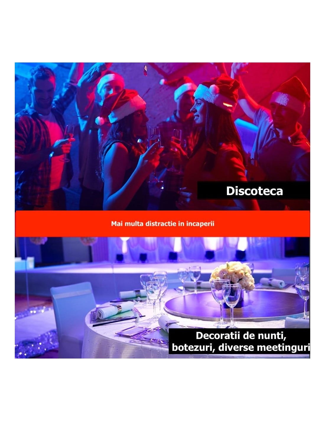 Proiector LED RGB decorativ folosit la discoteca si decoratiuni nunta, iluminat interior multicolor