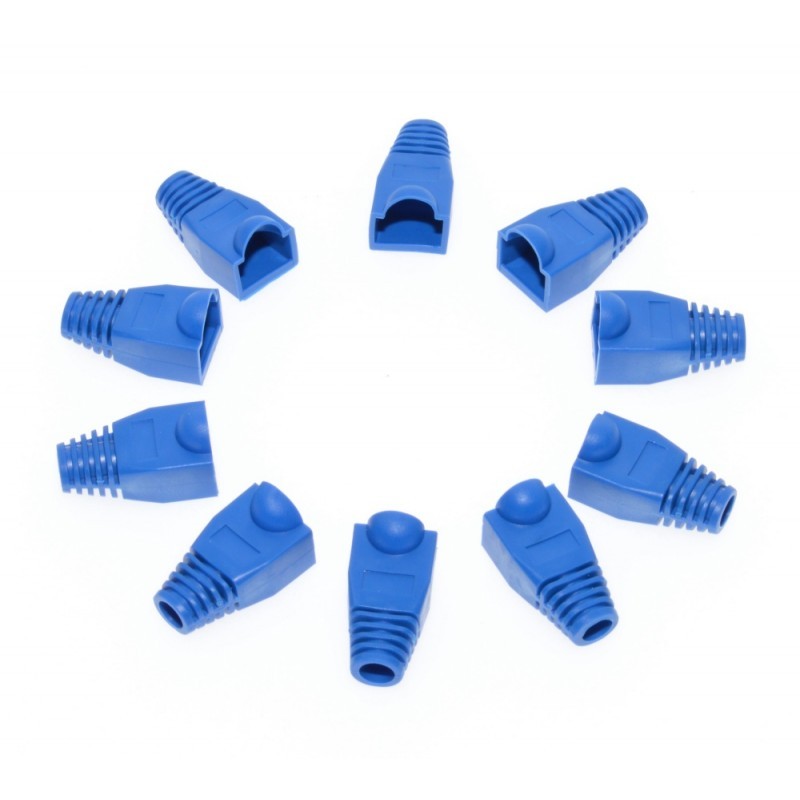 Set 100 protectii mansoane albastre pentru mufa RJ45, compatibile cablu UTP/FTP Cat5, Cat5e, Cat6