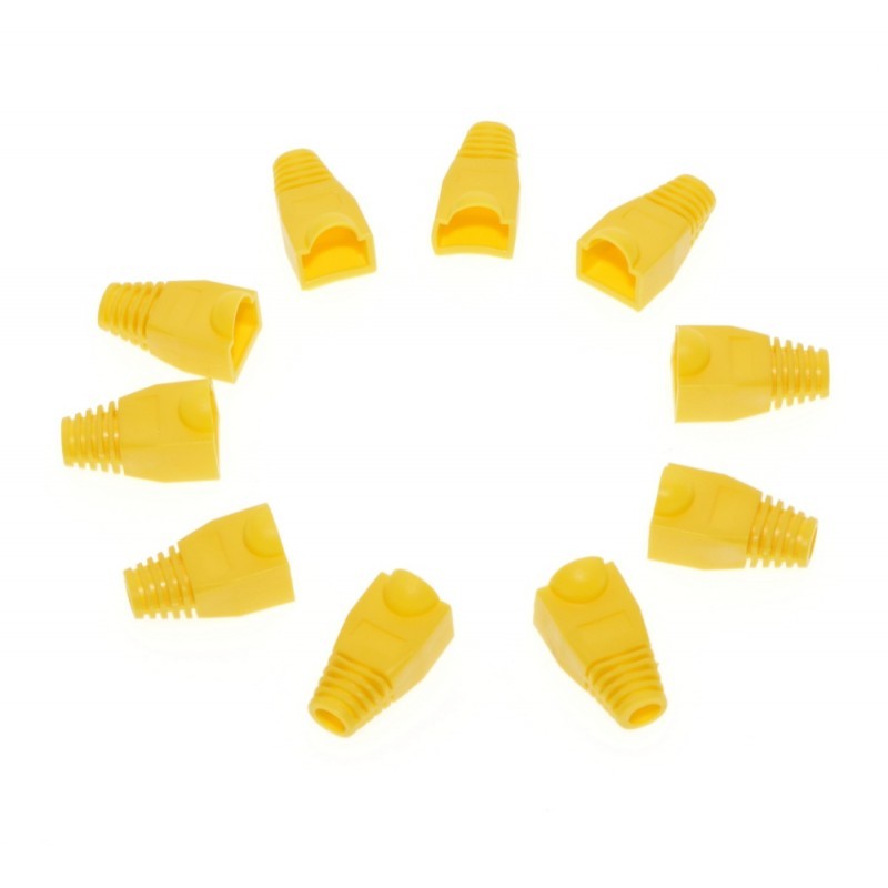Protectie mansoane RJ45 galbene pentru mufe UTP/FTP, set 100 bucati, compatibile Cat5/Cat6
