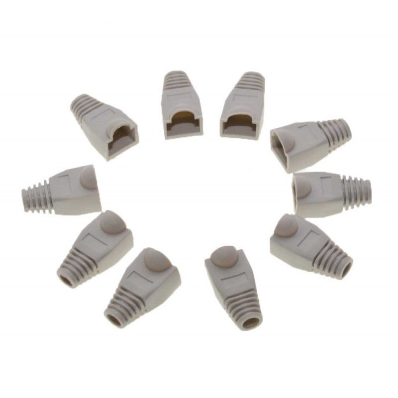 Set 100 protectii mansoane gri pentru mufa RJ45, compatibile cablu UTP/FTP Cat5, Cat5e, Cat6