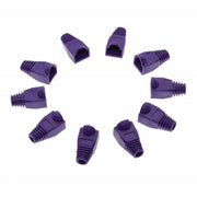 Protectii mufa RJ45 mov, compatibile Cat5/Cat6, set 100 bucati, plastic flexibil pentru identificare rapida cablu