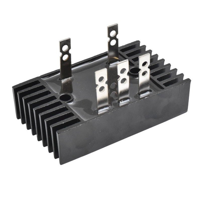 Punte redresoare trifazica 40A, detaliu terminale faston metalice si corp radiator din aluminiu negru