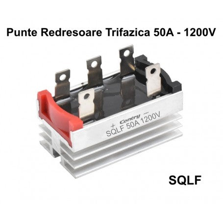 Punte redresoare trifazica 50A 1200V cu radiator aluminiu integrat si 5 conectori de putere