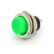 Push buton momentan verde cu carcasa metalica, 220V/3A, montaj prin gaura 16mm, fara retinere