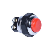 Buton metalic de impuls push, rosu, 12V DC - 250V AC, carcasa ABS ignifugat, borne alama cu surub