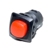 buton push patrat cu retinere 15x15mm, IP65, rosu, contact normal inchis, 250V AC