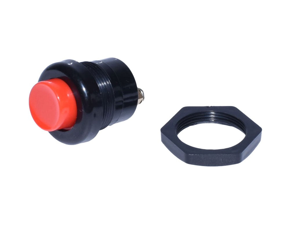 Buton de impuls cu inel hexagonal negru pentru fixare in panou, accesorii incluse