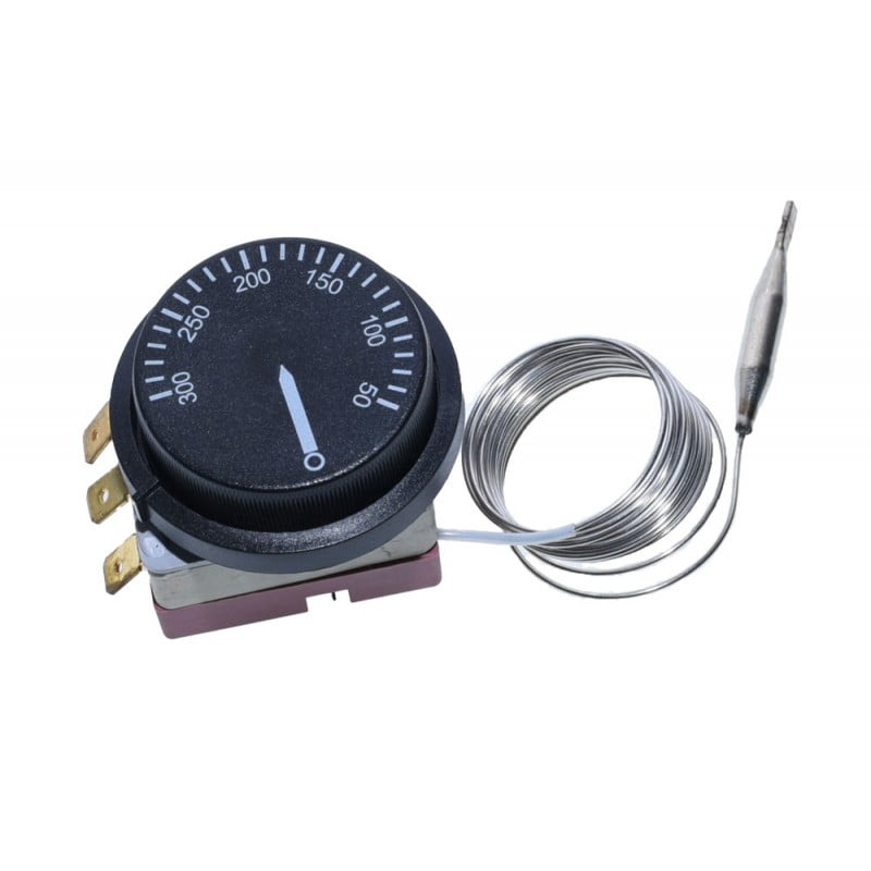 Termostat capilar reglabil 50-300°C cu sonda din inox, 16A, AC250V, pentru cuptoare profesionale