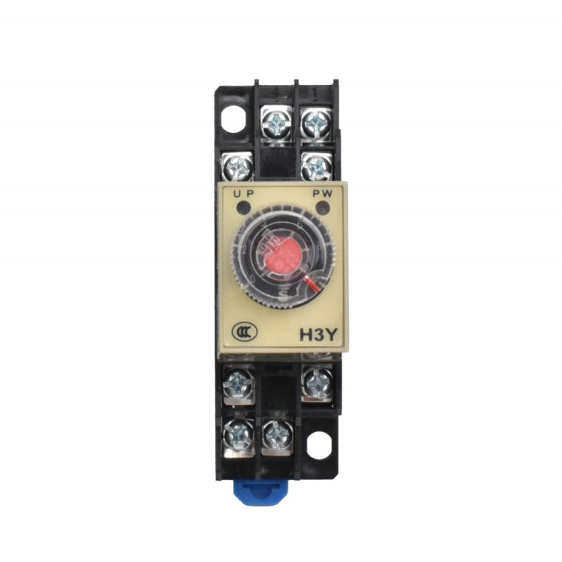 Releu de timp cu intarziere 0-10s, 220V AC, 5A, montat pe soclu PYF-08A cu 8 pini