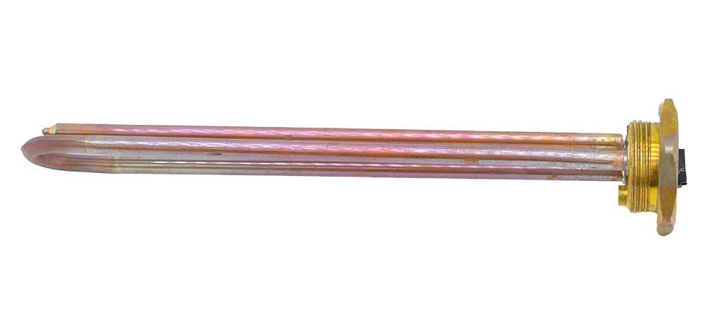 Rezistenta boiler 1500W cu filet - profil lateral orizontal, flansa circulara alama si tub nichelina lung