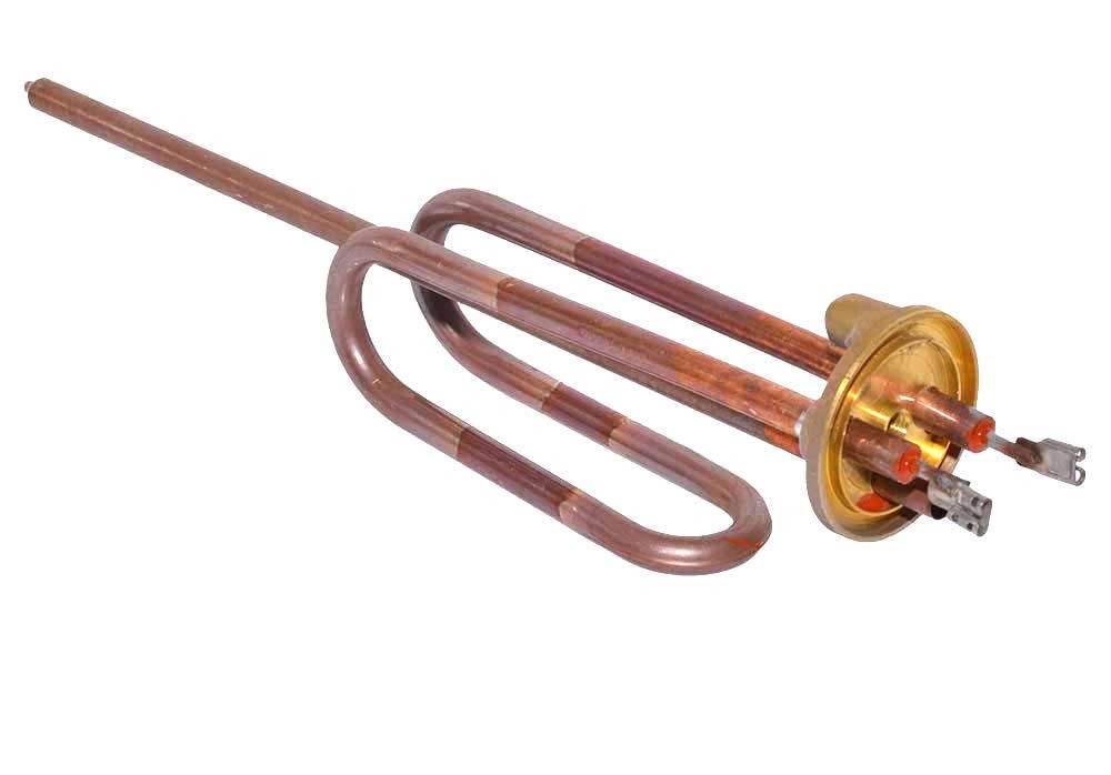Rezistenta boiler 2000W cu flansa si papuci de conectare, vedere completa laterala