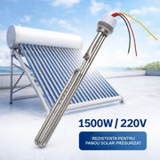Rezistenta electrica 1500W 220V pentru panou solar presurizat, corp inox, cu fire de conectare