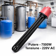 Rezistenta electrica de imersie 7500W 220V AC pentru boiler industrial, cu elemente multiple din inox