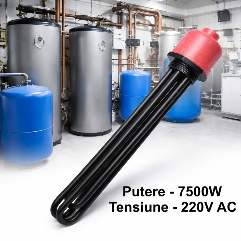 Rezistenta electrica de imersie 7500W 220V AC pentru boiler industrial, cu elemente multiple din inox