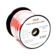 Cablu auto de putere 6GA CU+AL rosu, diametru 7.8mm, rola 25m, structura multifir