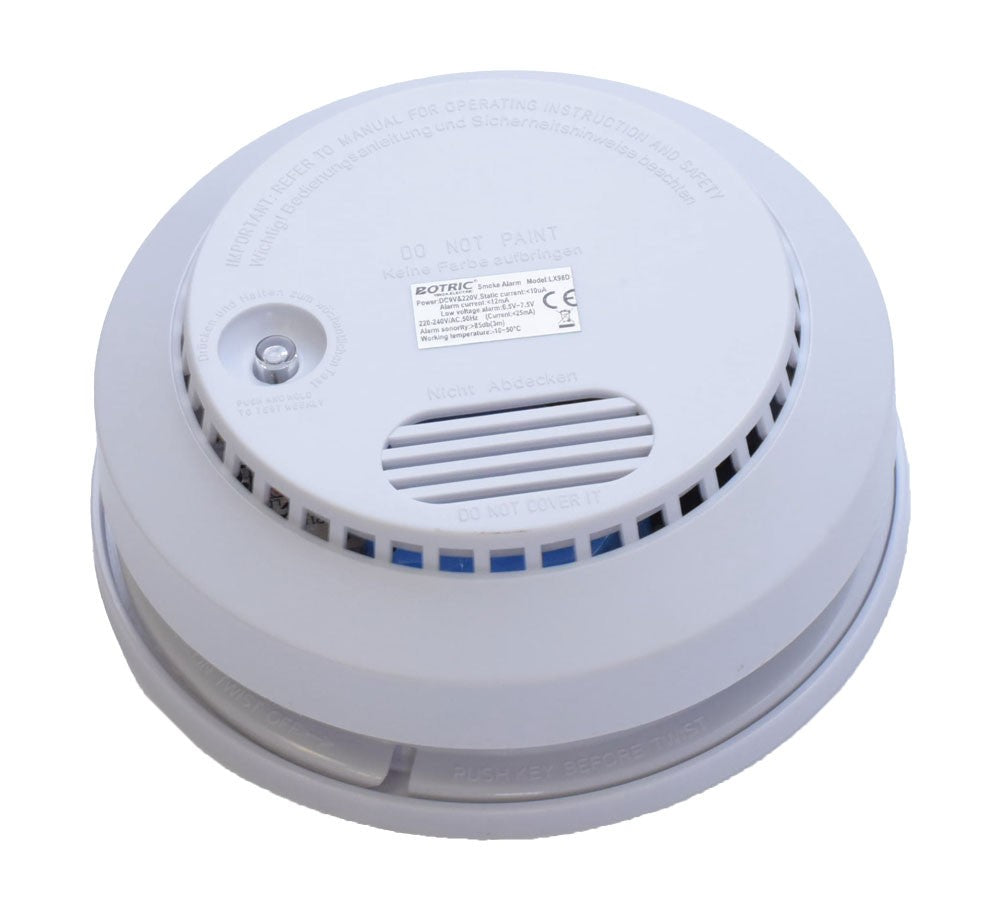 Detector de fum fotoelectric 220V alarma 85dB, alimentare duala AC220V si DC9V, montaj tavan