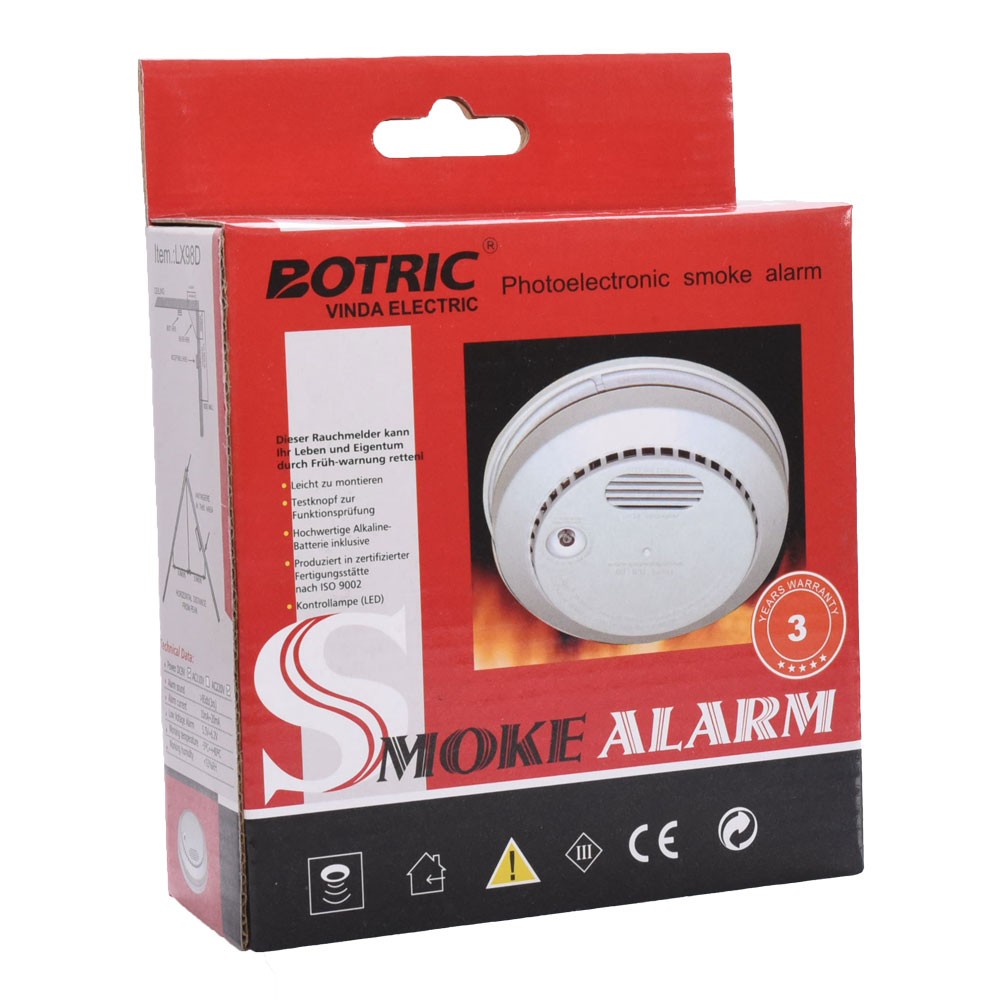 Cutie ambalaj detector de fum fotoelectric, certificare CE, garantie 3 ani inclusa