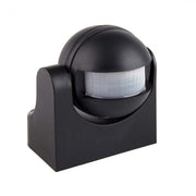 Senzor de miscare infrarosu 180 grade, IP44, raza 12m, negru, montaj pe perete