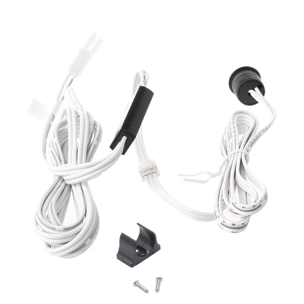 Senzor PIR mini cu accesorii complete: cablu cu modul de control, corp senzor negru, clips si suruburi de montaj