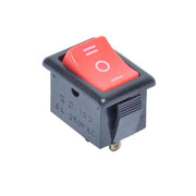 Intrerupator basculant ON/OFF/ON 3 pozitii, 6A 250V AC, buton rosu, corp negru, 4 contacte