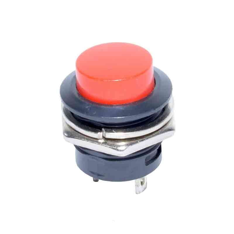 Buton push rosu fara retinere 14x24mm, 250V AC, 3A, montaj panou, contact momentan